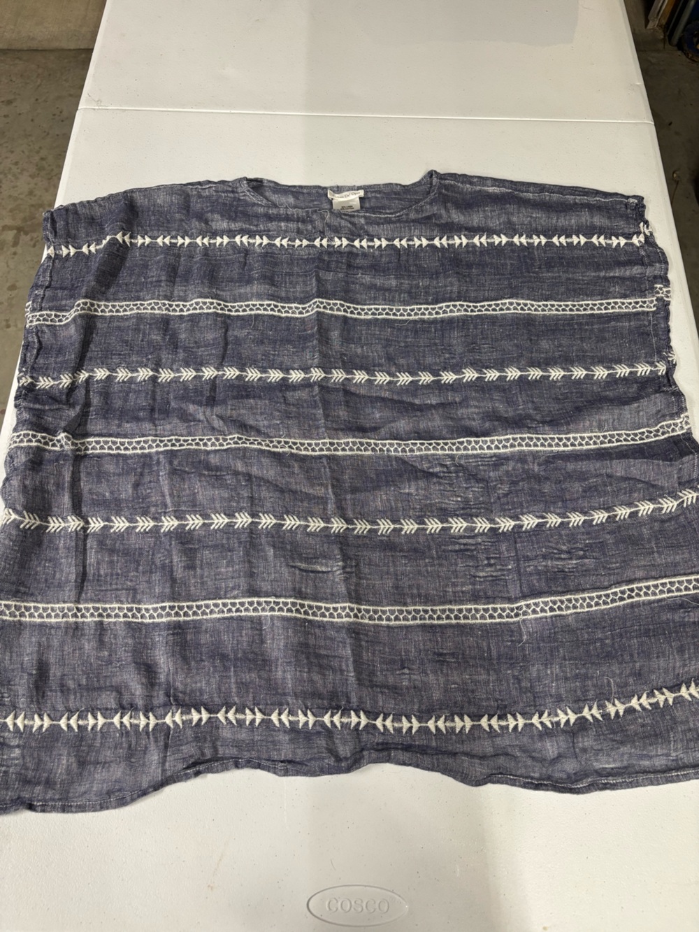 Women's Navy Blue Embroidered Stripe Blouse